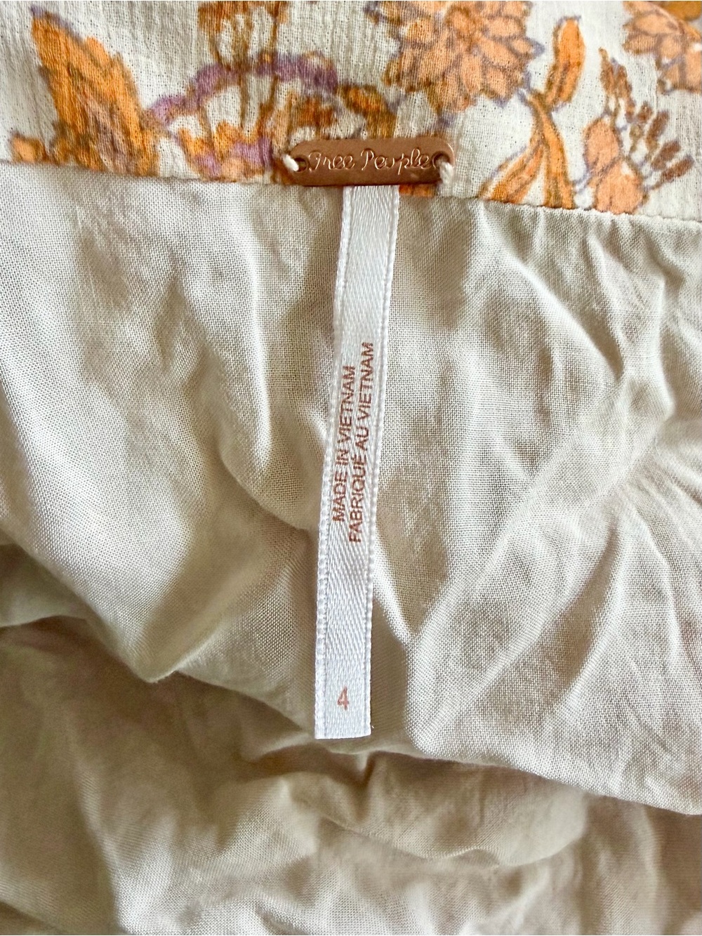 Free People Lilith Cream and Orange Floral Print Maxi Skirt, SZ 4 - Picture 8 of 12